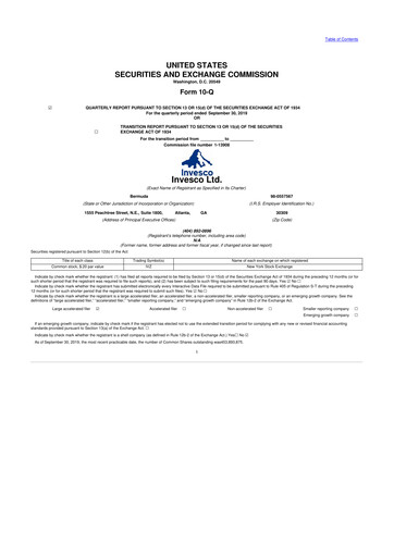 Vorschaubild Invesco
 10-Q Quartalsbericht 2019 