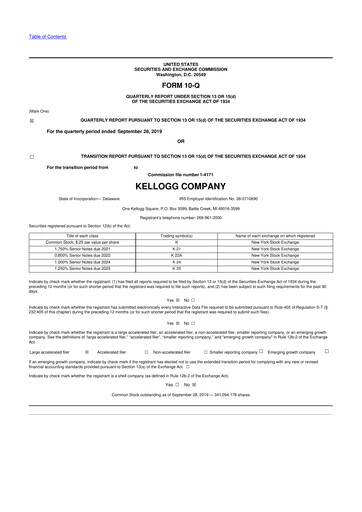 Thumbnail Kellanova 
 (Kellogg's) 10-Q Quarterly Report FY2019 