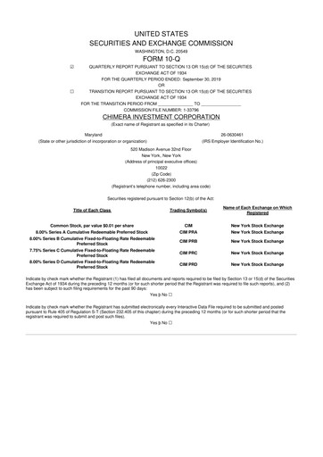 Vorschaubild Chimera Investment Corporation 10-Q Quartalsbericht 2019 