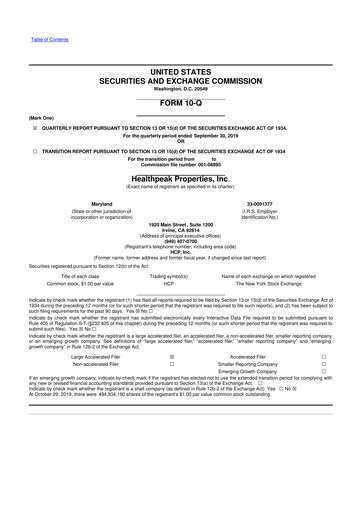Thumbnail Healthpeak Properties
 10-Q Quarterly Report FY2019 