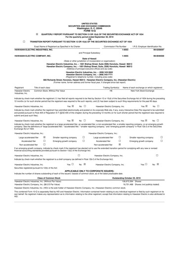 Thumbnail Hawaiian Electric Industries 10-Q Quarterly Report FY 