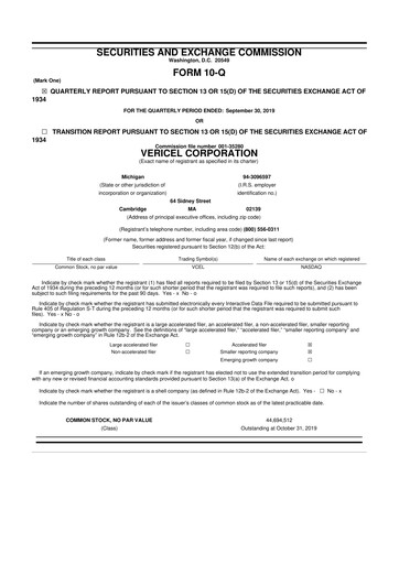 Thumbnail Vericel
 10-Q Quarterly Report FY 