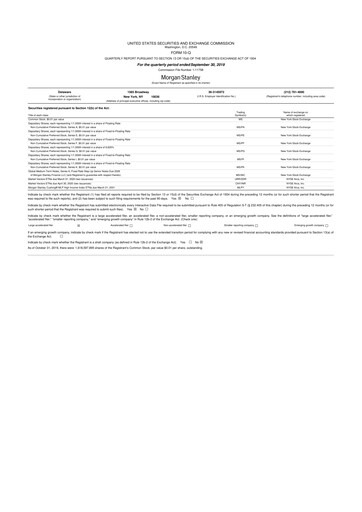 Thumbnail Morgan Stanley 10-Q Quarterly Report FY2019 