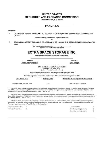 Vorschaubild Extra Space Storage
 10-Q Quartalsbericht 2019 