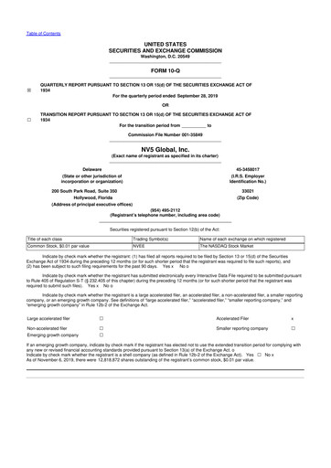 Thumbnail NV5 Global
 10-Q Quarterly Report FY2019 