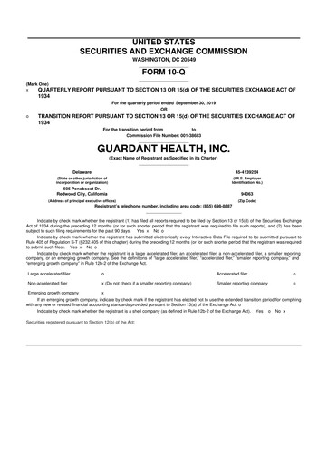 Thumbnail Guardant Health
 10-Q Quarterly Report FY2019 