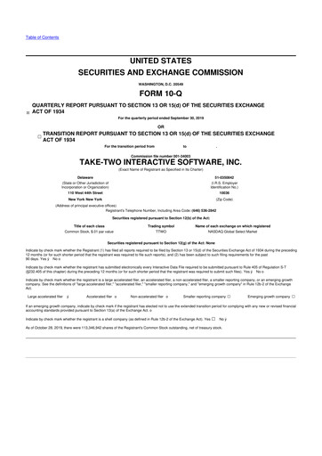 Thumbnail Take-Two Interactive
 10-Q Quarterly Report FY2020 