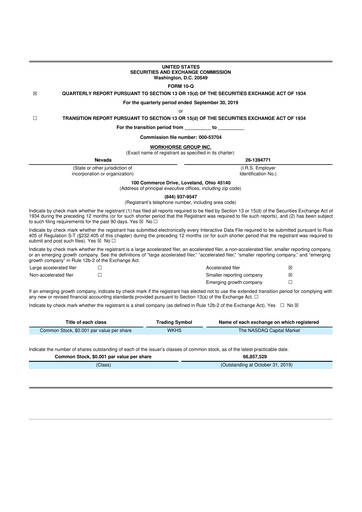 Thumbnail Workhorse Group
 10-Q Quarterly Report FY2019 