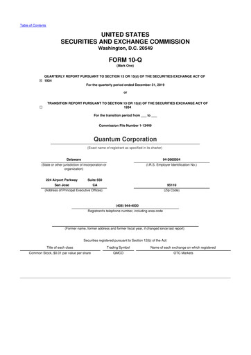 Vorschaubild Quantum Corporation 10-Q Quartalsbericht 2020 