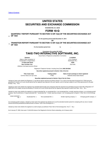 Thumbnail Take-Two Interactive
 10-Q Quarterly Report FY2020 