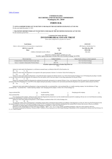 Thumbnail Centerspace 10-K Annual Report 2019