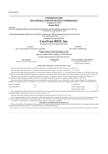 Thumbnail CareTrust REIT
 10-K Annual Report 2019