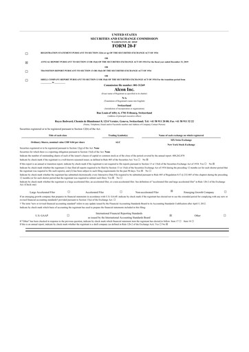 Thumbnail Alcon 20-F Annual Report 2019