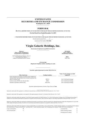 Thumbnail Virgin Galactic
 10-K Annual Report 2019