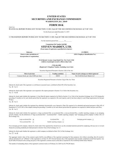 Thumbnail Steve Madden
 10-K Annual Report 2019