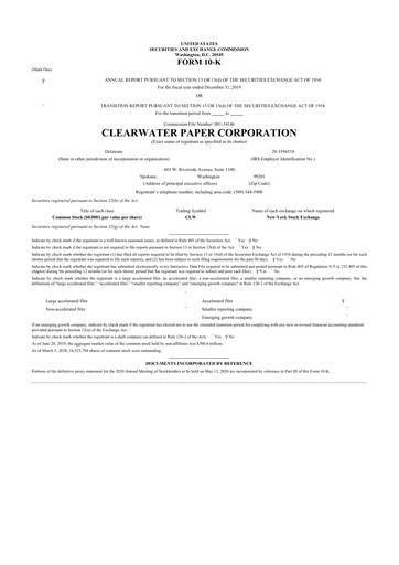 Thumbnail Clearwater Paper 10-K Annual Report 2019