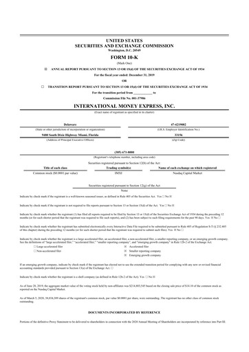 Vorschaubild International Money Express 10-K Jahresbericht 2019