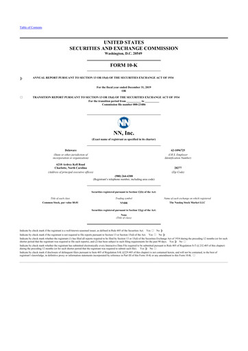 Thumbnail NN, Inc.
 10-K Annual Report 2019