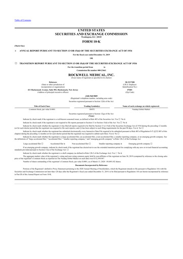 Thumbnail Rockwell Medical
 10-K Annual Report 2019