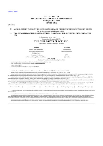 Thumbnail The Children's Place
 10-K Annual Report 2019