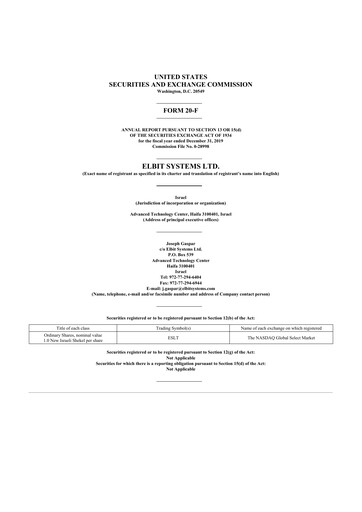 Thumbnail Elbit Systems
 20-F Annual Report 2019