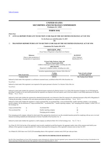 Thumbnail Ocugen 10-K Annual Report 2019