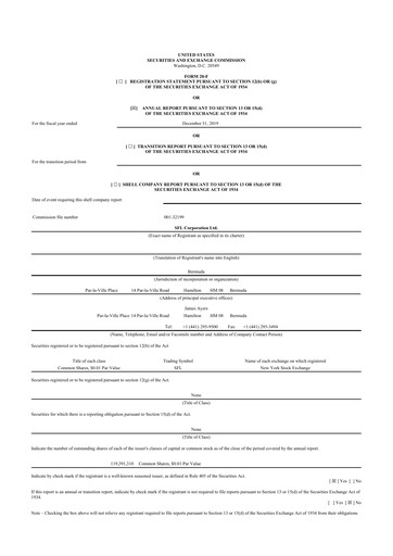 Thumbnail SFL Corp
 20-F Annual Report 2019