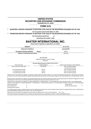 Thumbnail Baxter 10-Q Quarterly Report FY2020 