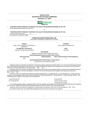 Thumbnail Power Solutions International 10-Q Quarterly Report FY2019 Q2