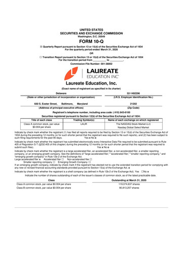 Thumbnail Laureate Education
 10-Q Quarterly Report FY2020 