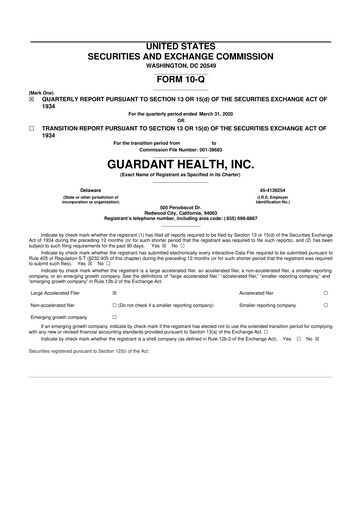 Thumbnail Guardant Health
 10-Q Quarterly Report FY2020 