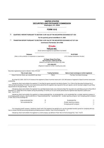 Vorschaubild Twilio 10-Q Quartalsbericht 2020 