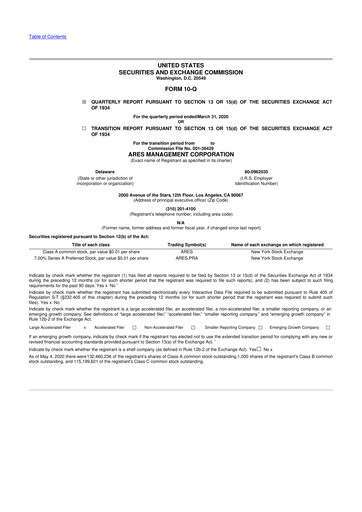 Thumbnail Ares Management
 10-Q Quarterly Report FY2020 