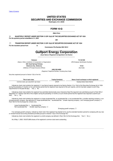 Thumbnail Gulfport Energy 10-Q Quarterly Report FY2020 