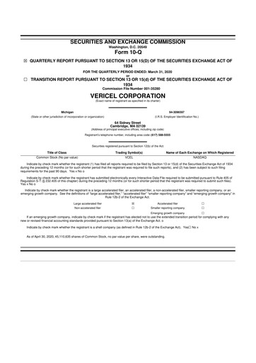 Thumbnail Vericel
 10-Q Quarterly Report FY 