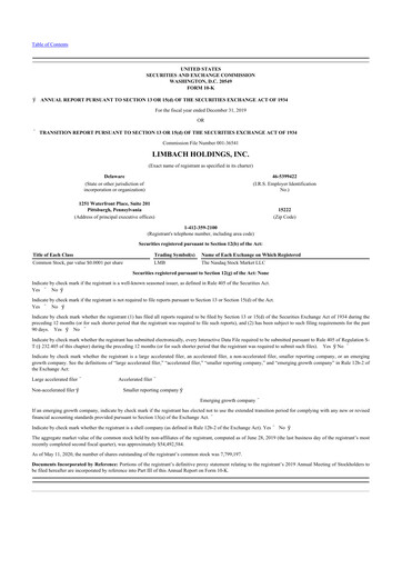 Thumbnail Limbach Holdings 10-K Annual Report 2019