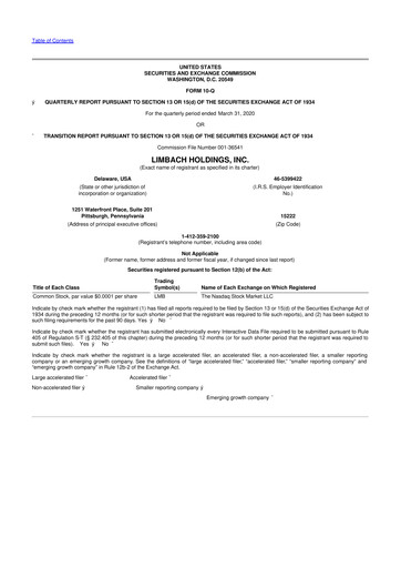 Thumbnail Limbach Holdings 10-Q Quarterly Report FY2020 