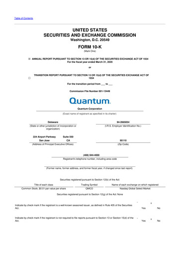 Vorschaubild Quantum Corporation 10-K Jahresbericht 2020