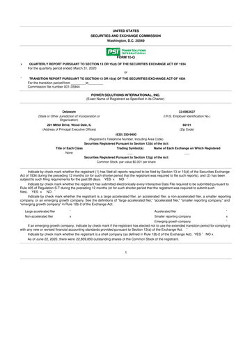 Thumbnail Power Solutions International 10-Q Quarterly Report FY2020 Q1