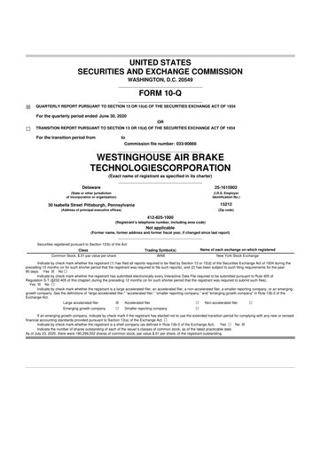 Thumbnail Wabtec 10-Q Quarterly Report FY2020 