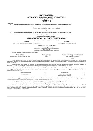 Miniature Select Medical Holdings 10-Q Rapport trimestriel 2020 