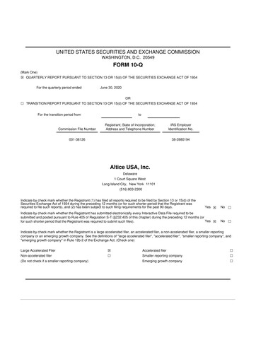 Thumbnail Altice USA
 10-Q Quarterly Report FY2020 