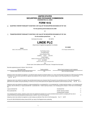 Thumbnail Linde 10-Q Quarterly Report FY2020 