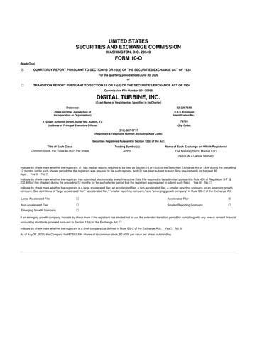 Miniature Digital Turbine
 10-Q Rapport trimestriel 2021 