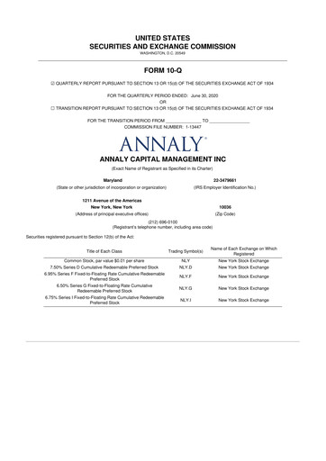 Thumbnail Annaly Capital Management
 10-Q Quarterly Report FY2020 