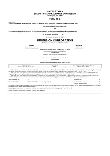 Thumbnail Immersion Corporation
 10-Q Quarterly Report FY2020 
