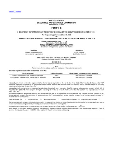 Thumbnail Ares Management
 10-Q Quarterly Report FY2020 