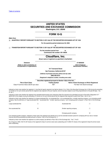 Thumbnail Cloudflare 10-Q Quarterly Report FY2020 