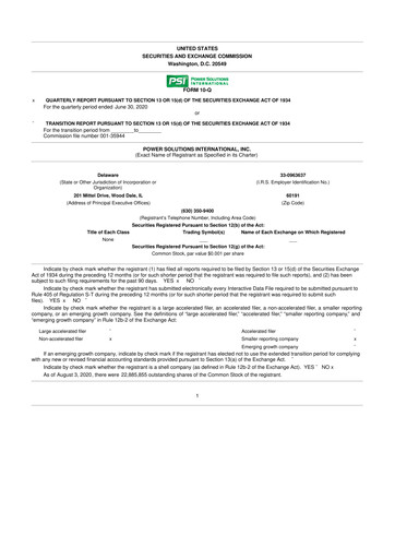 Thumbnail Power Solutions International 10-Q Quarterly Report FY2020 Q2