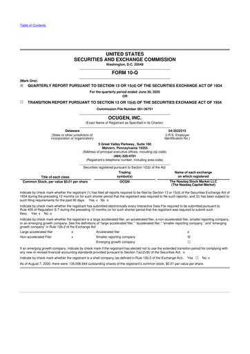 Vorschaubild Ocugen 10-Q Quartalsbericht 2020 